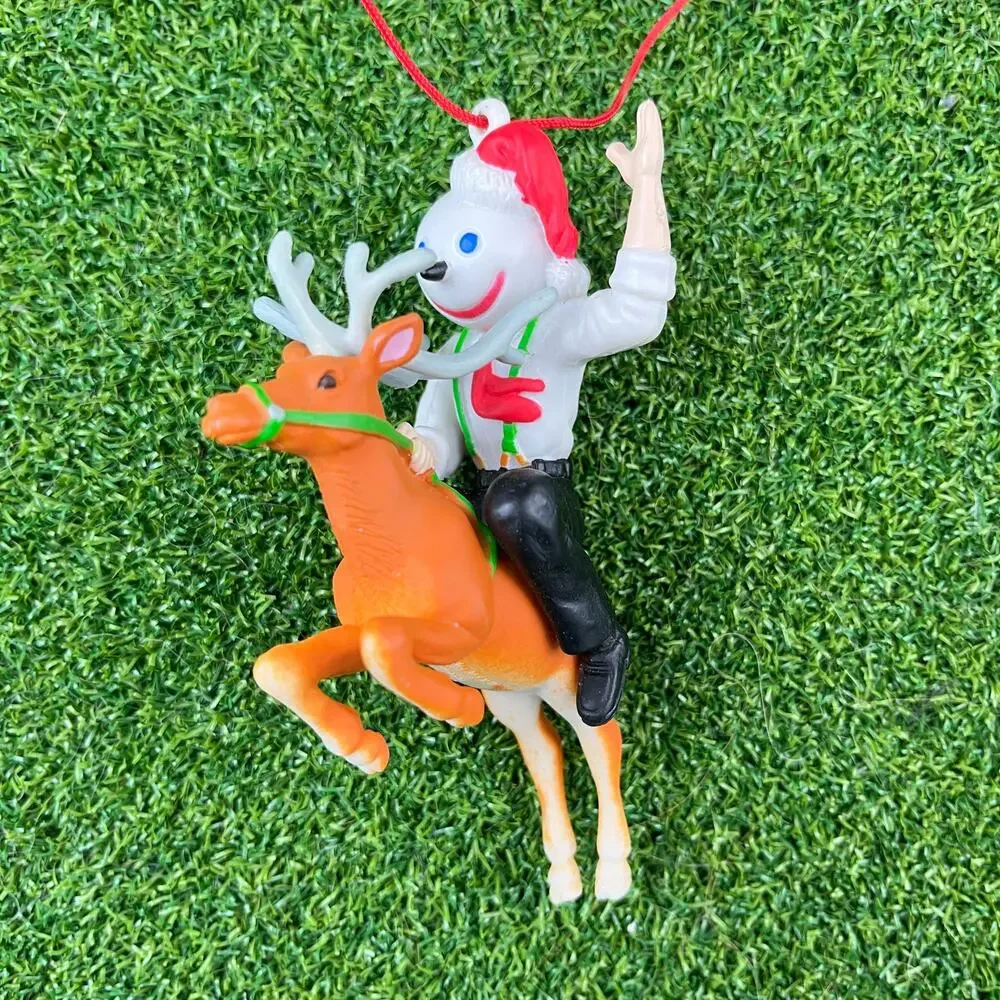 Vintage Jack in the Box Restaurant Christmas Ornament Jack Riding Reindeer